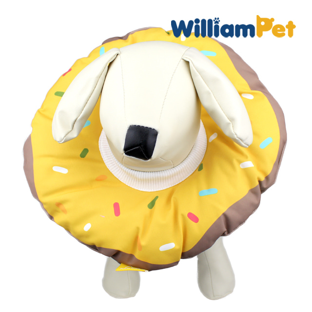 윌리엄펫 도넛 강아지 고양이 넥카라 깔대기(옐로우/L)